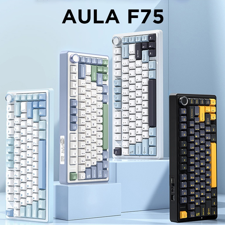 Aula F75 Mechanical Keyboard 75% 80 Key RGB Tri-Mode Wired Bluetooth ...