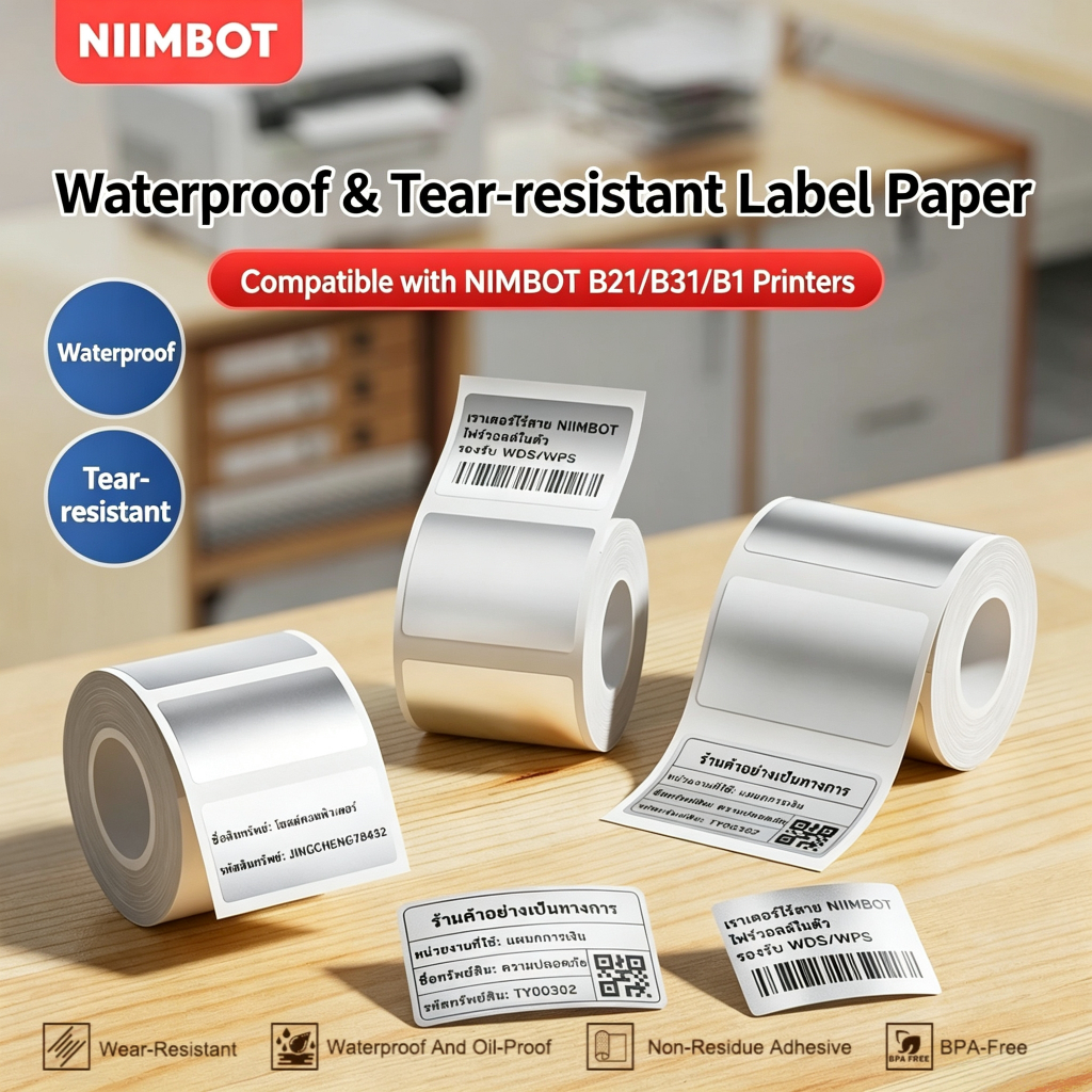 NIIMBOT B1/B1Pro/B21s/B21Pro Gold/Silver Label Stickers Adhesive ...