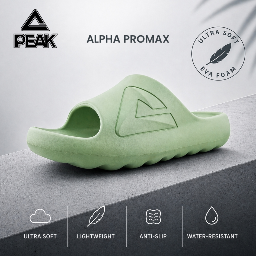 PEAK Men's ALPHA PROMAX One-Piece EVA Cushioned Slides RLW2601 | Shopee ...