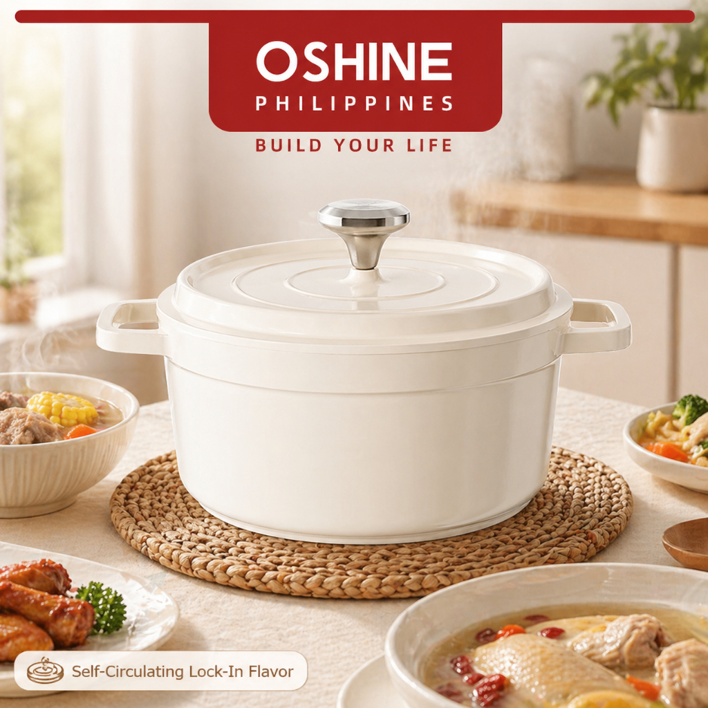 OShine Cast Iron Enamel Pot 24CM Casserole Dutch Oven Pot Soup Pot ...