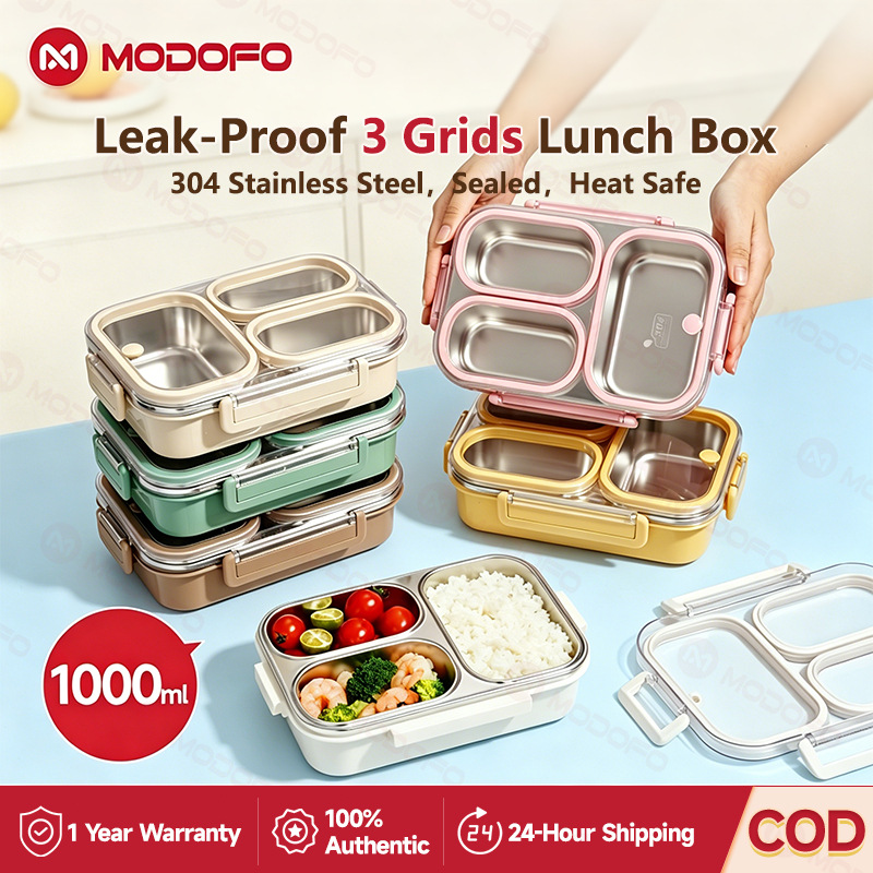 Leak-Proof 304 Stainless Steel Lunch Box 1000ml MODOFO Microwaveable ...