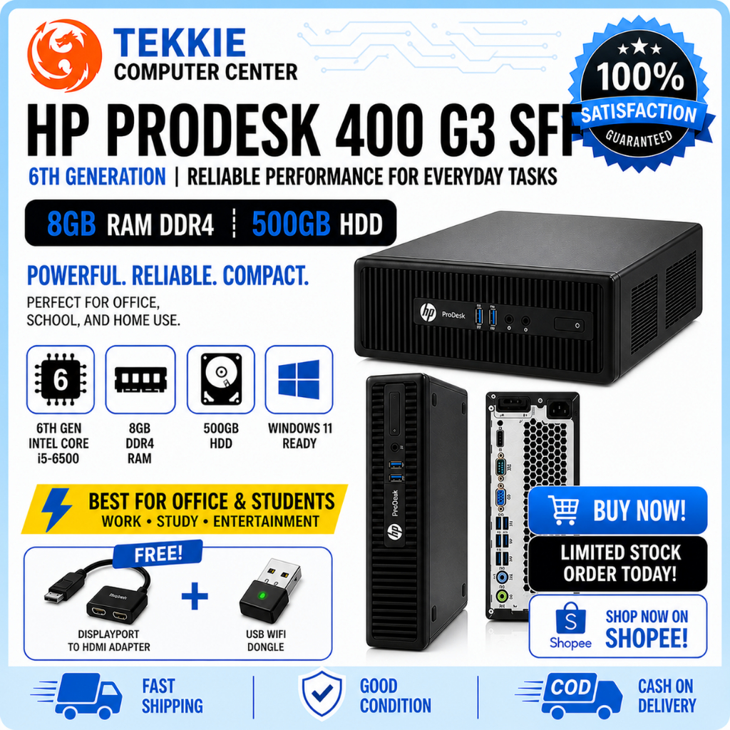 HP Prodesk 400 G3 Sff I5-6500 | 8GB RAM DDR4 | 240GB SSD | 500GB