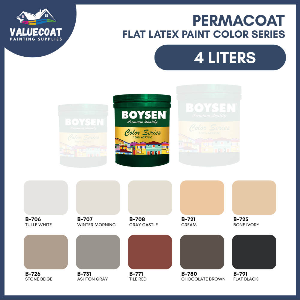 Boysen Permacoat Flat Latex Paint Color Series 4L | Shopee Philippines