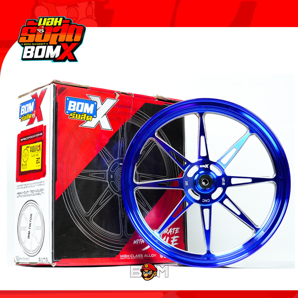 BOM X AQUILA Mags 8 Spokes CNC Alloy Rims Motorcycle Wheels - CLICK 125 ...