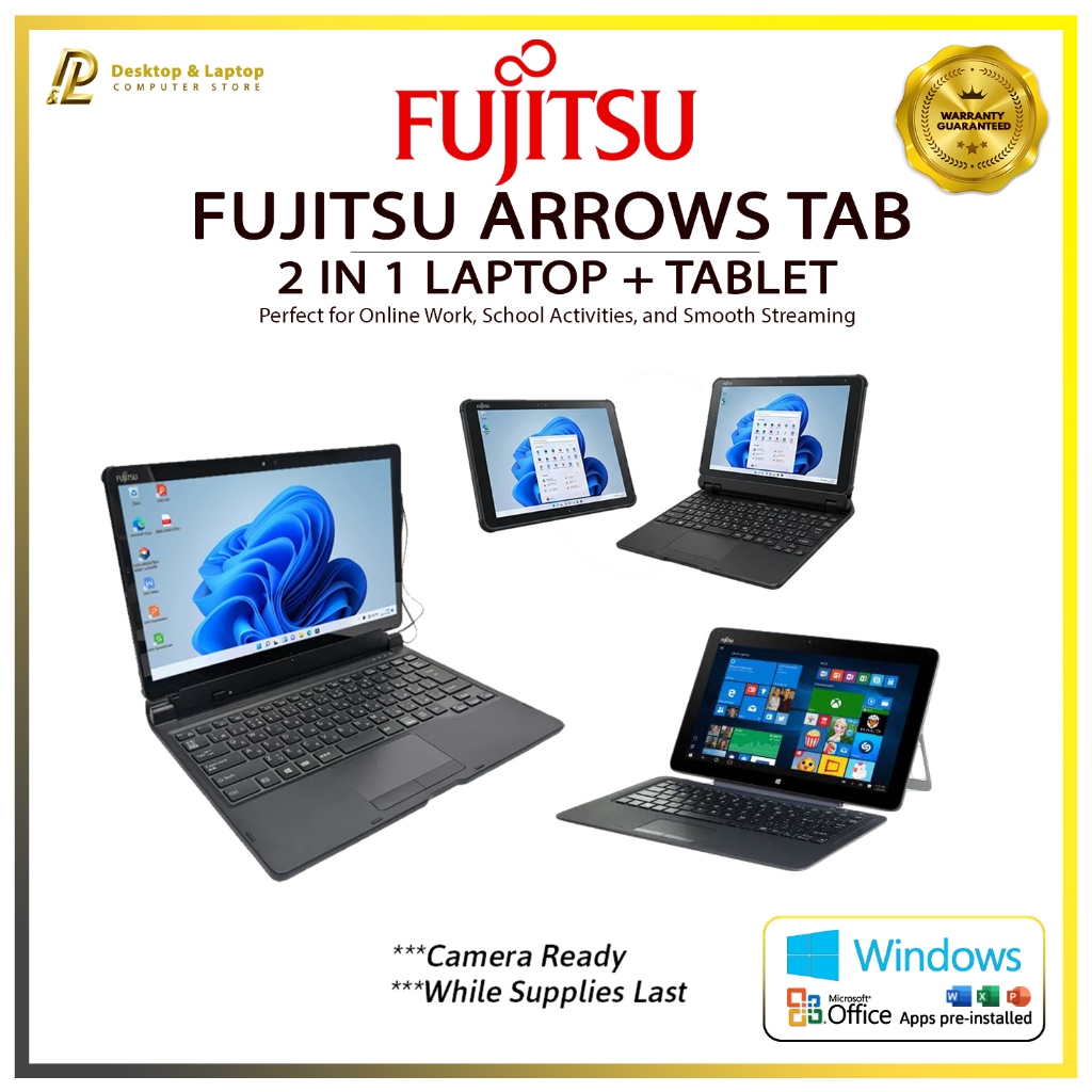 FUJITSU ARROWS TAB || 2 IN 1 LAPTOP + TABLET with Pre-Installed MS ...