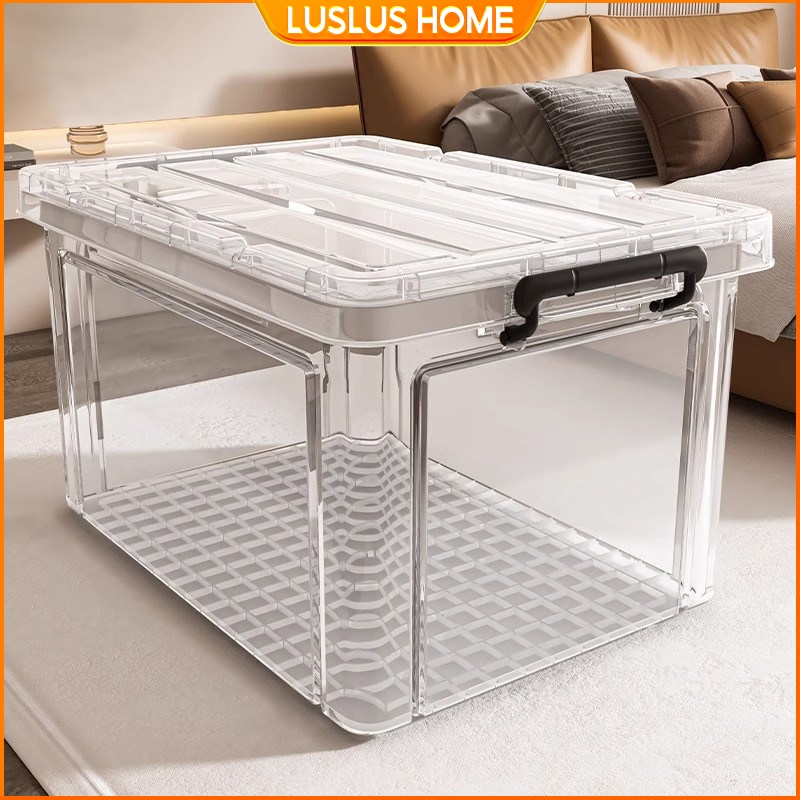 LUS Transparent Storage Box With Wheel Plastic Megabox Home Stackable ...