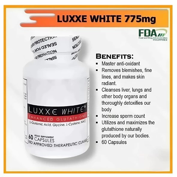 luxxe white enhanced glutathione fda approved Capsules 60 Capsules – Absorption for Skin Whitening-FDA Duozi Glutathione 90,000mg -