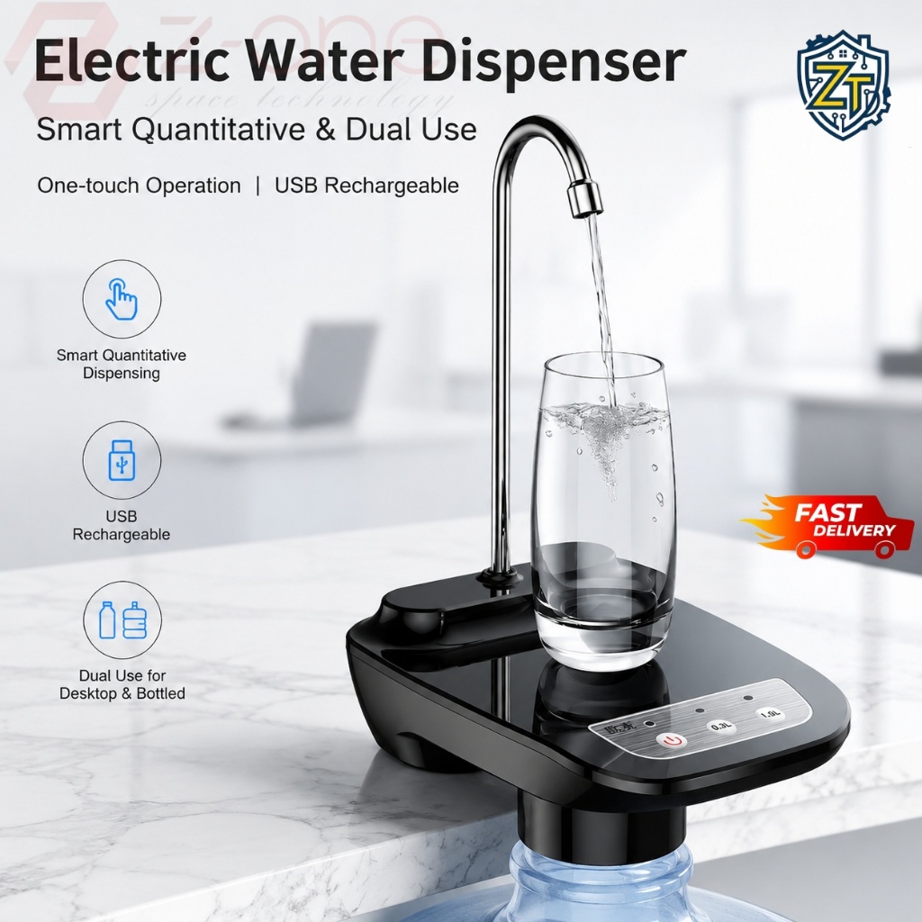 1200mAh Automatic Electric Water Bottle Pump 5 gallon USB Rechargeable ...