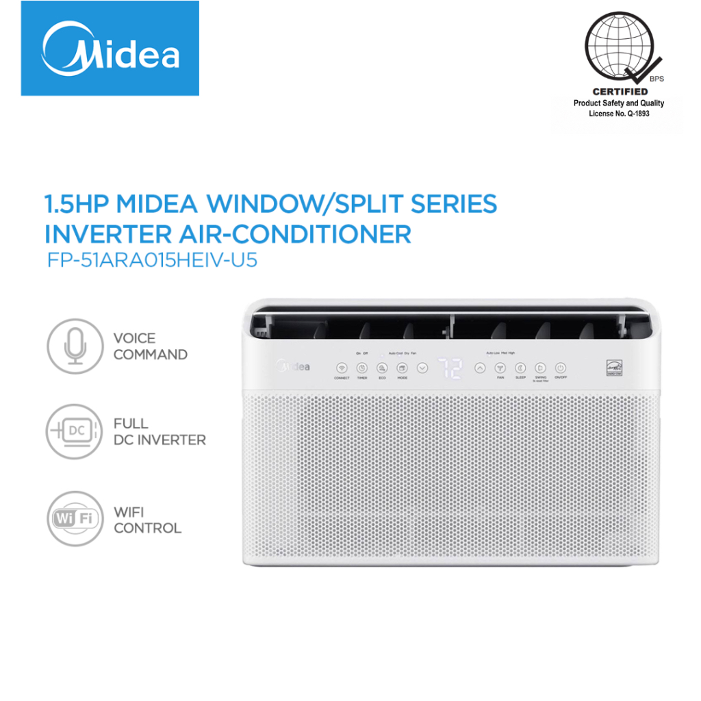 Midea 1.5HP Window/Split Series Inverter Aircon Quiet Operation Wi-Fi ...