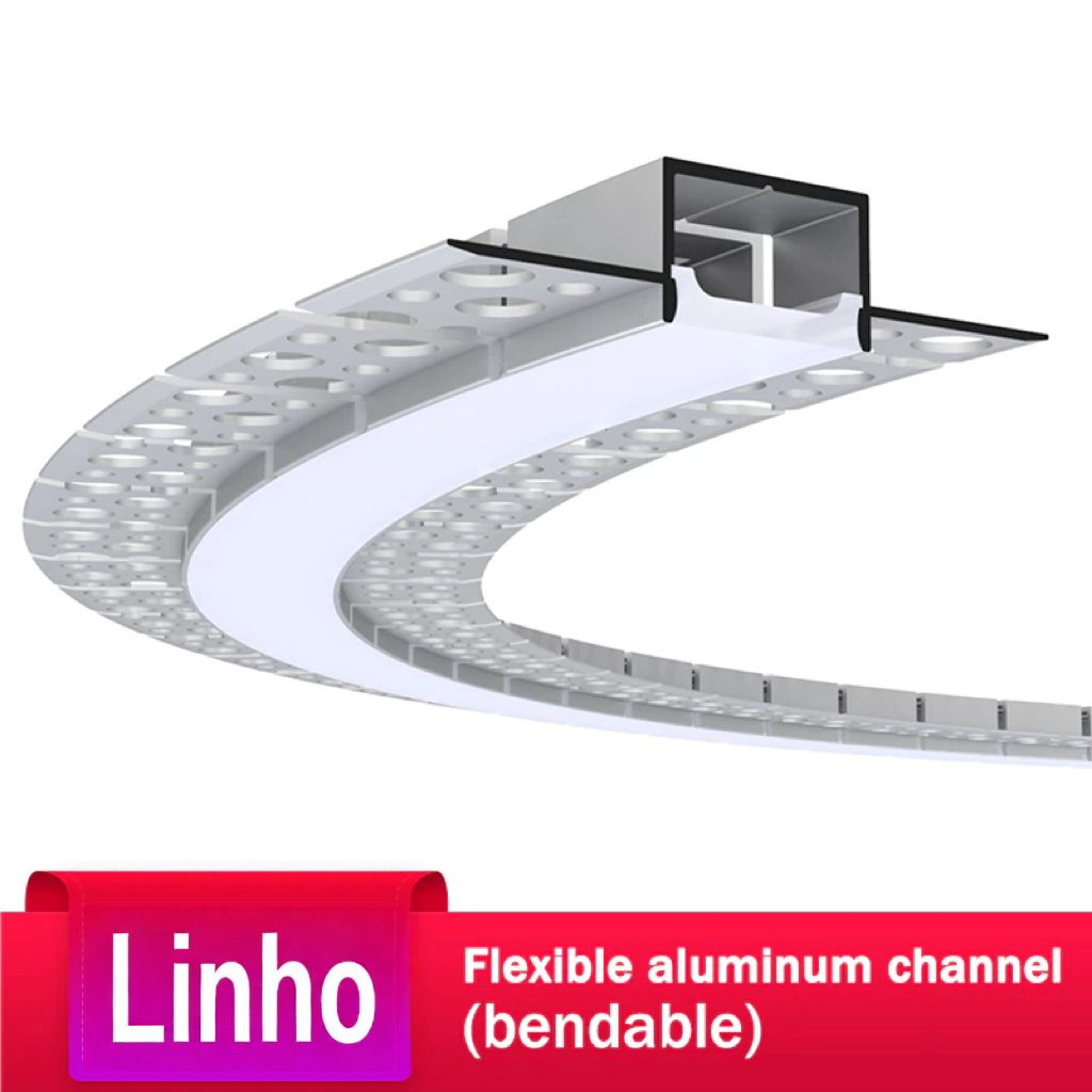 Linho Recessed Bendable Perforated Flange Aluminum Profile for LED ...
