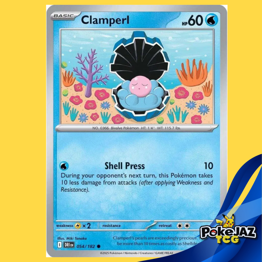 clamperl pokemon card - 102/098 - SV10: The Glory of Team Rocket [ART RARE] [Near Mint] this Pokmon takes 10 less damage from attacks (after applying Weakness and Resistance) Clamperl Destined Rivals Common 054/182