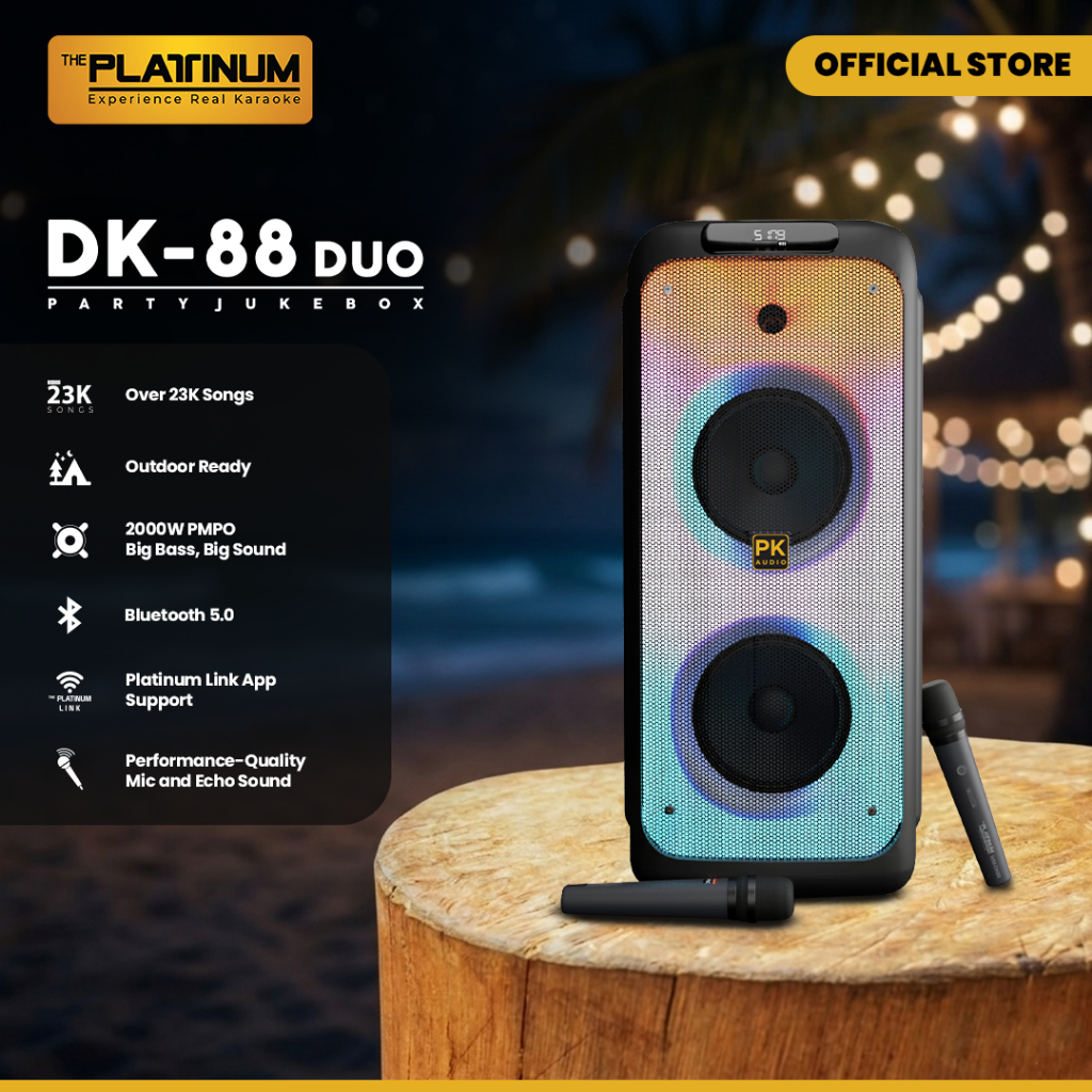 Platinum Karaoke DK88 Duo Party Jukebox Bluetooth Speaker w/ Built-in ...