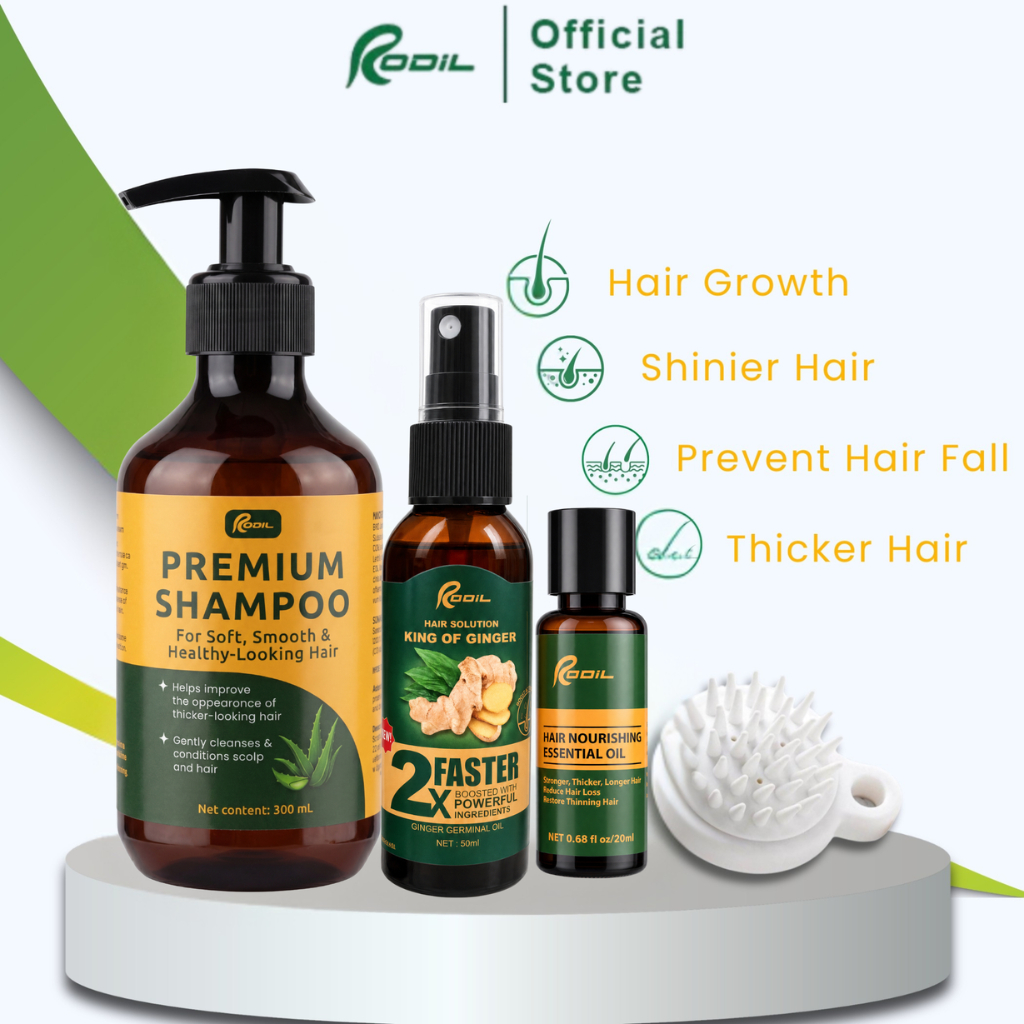 RODIL 100% Organic Hair Grower Collection Set Anti-Hair Loss Oil ...