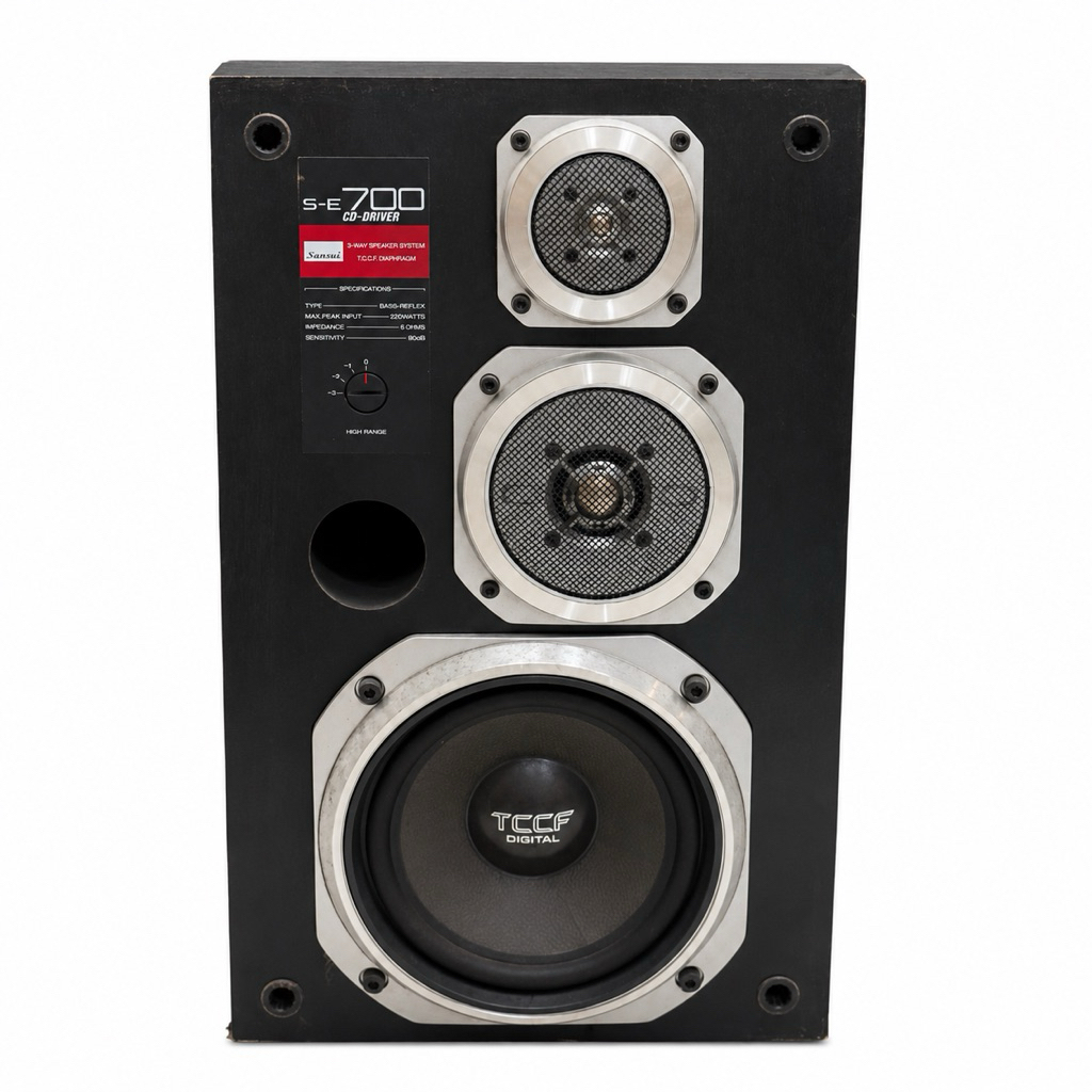Sansui S-E700 3-Way Floor Standing Speakers Pair 220W 6Ω Vintage