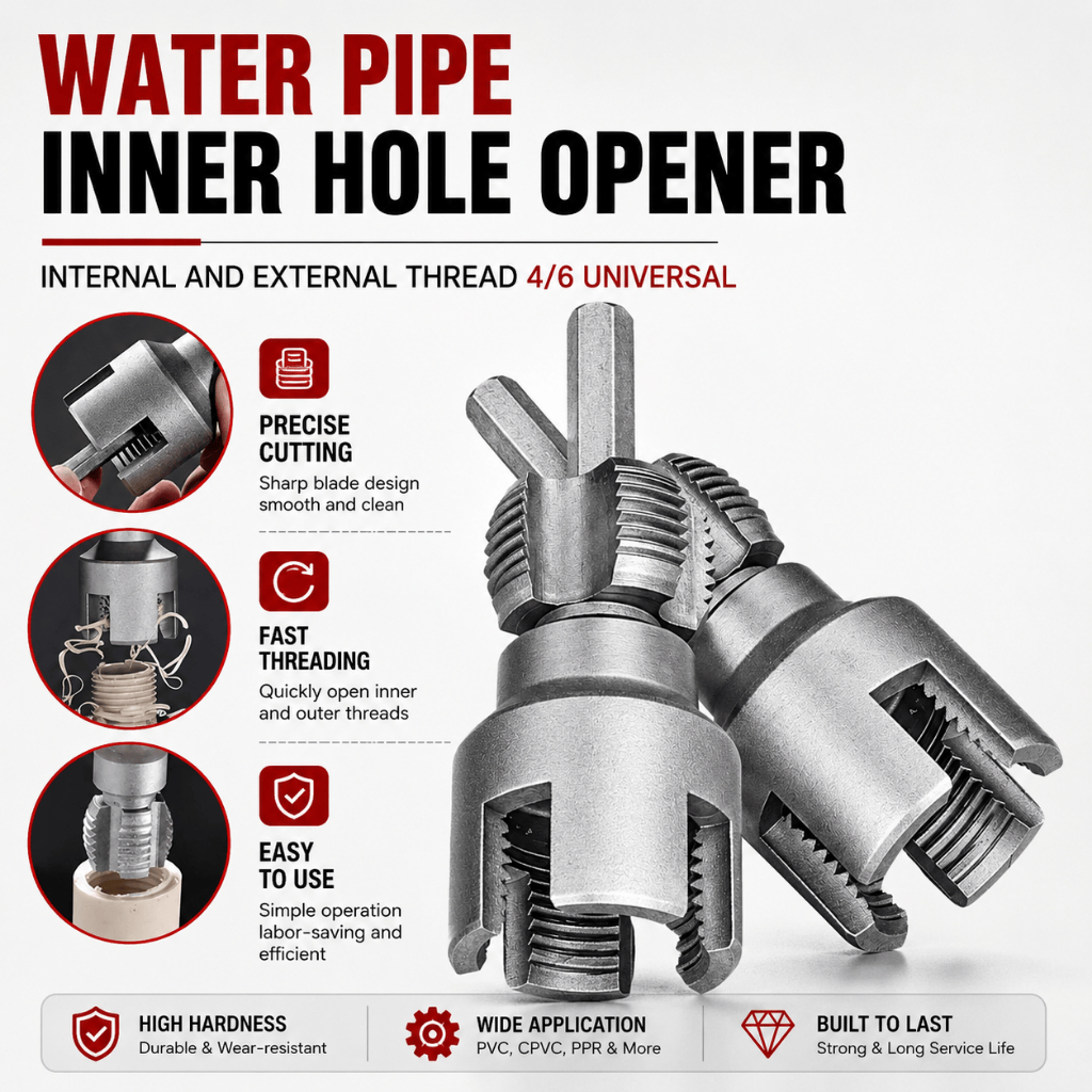 Internal & External Water Pipe Threader Tool – 20mm/25mm PPR/PVC Thread Cutter, Wear-Resistant Metal, Gray