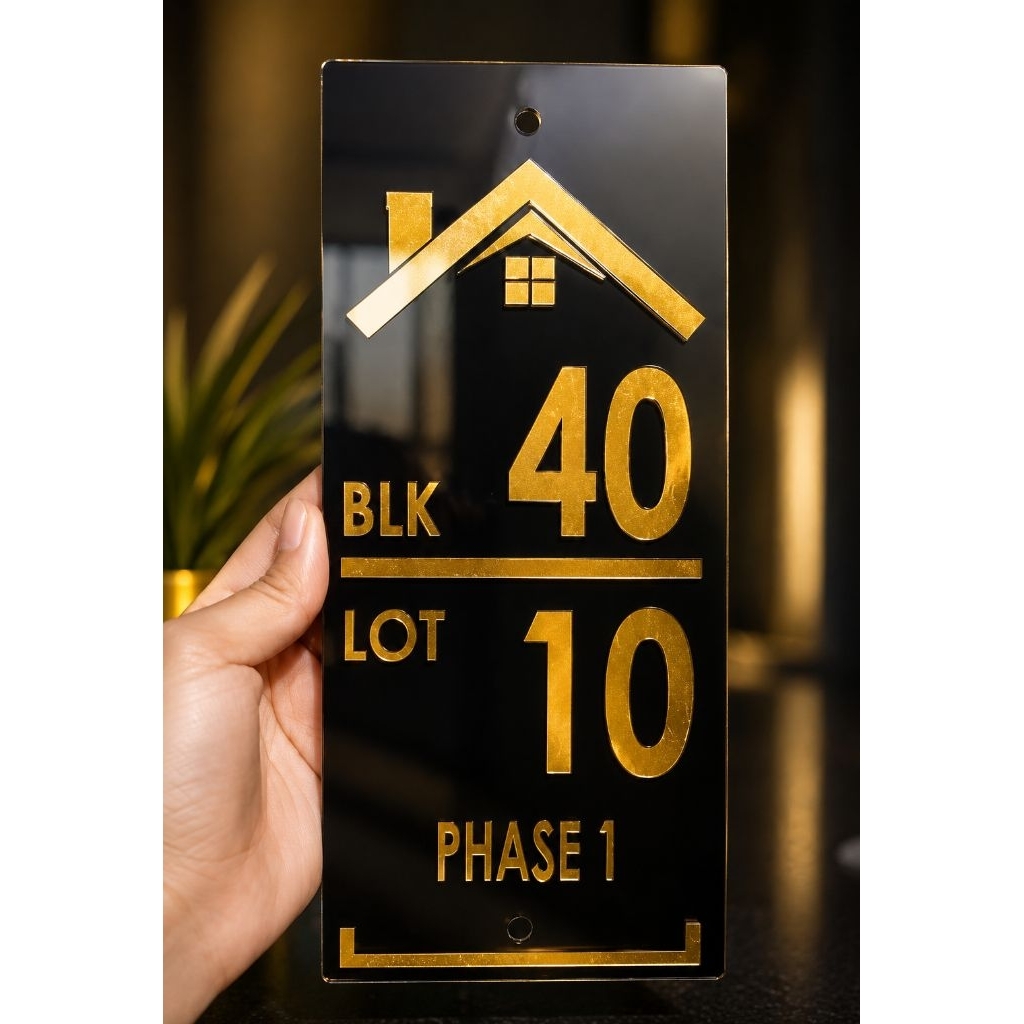 Custom House Number Sign Acrylic | Elegant Address Plate for Home 9x4 ...