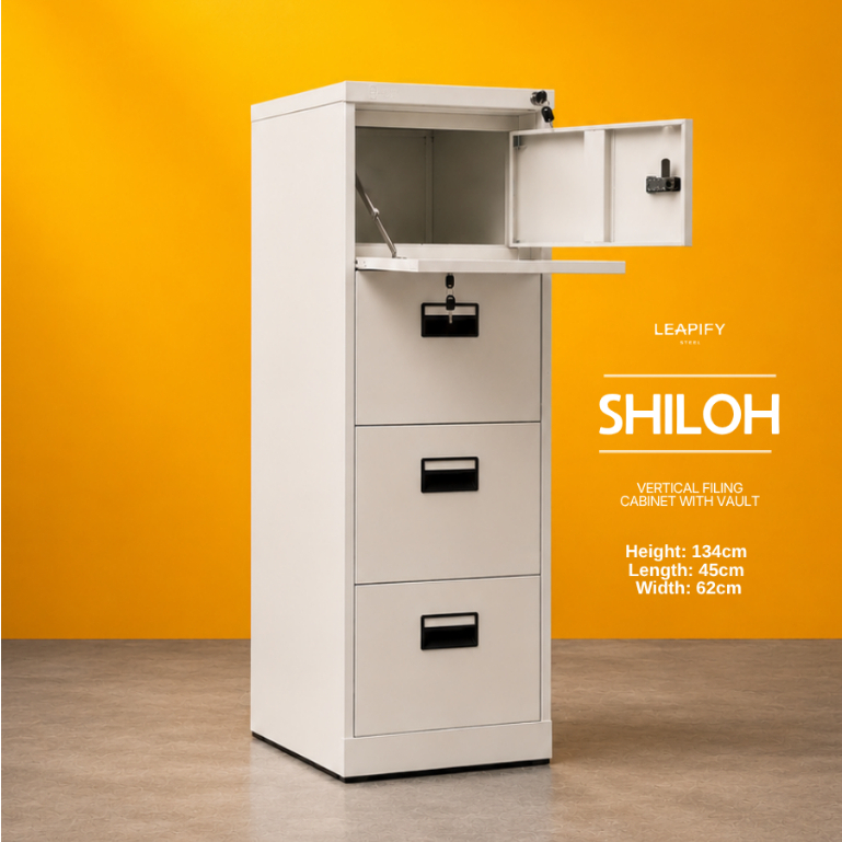 SHILOH | 4-Layer Steel File Cabinet with Vault by Leapify Steel ...