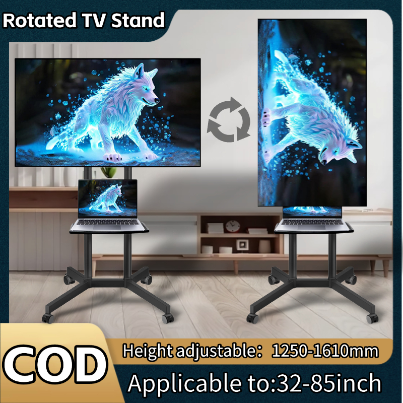 90° Rotation TV Stand For 55 inch Adjustable Height TV Rack With Wheel ...