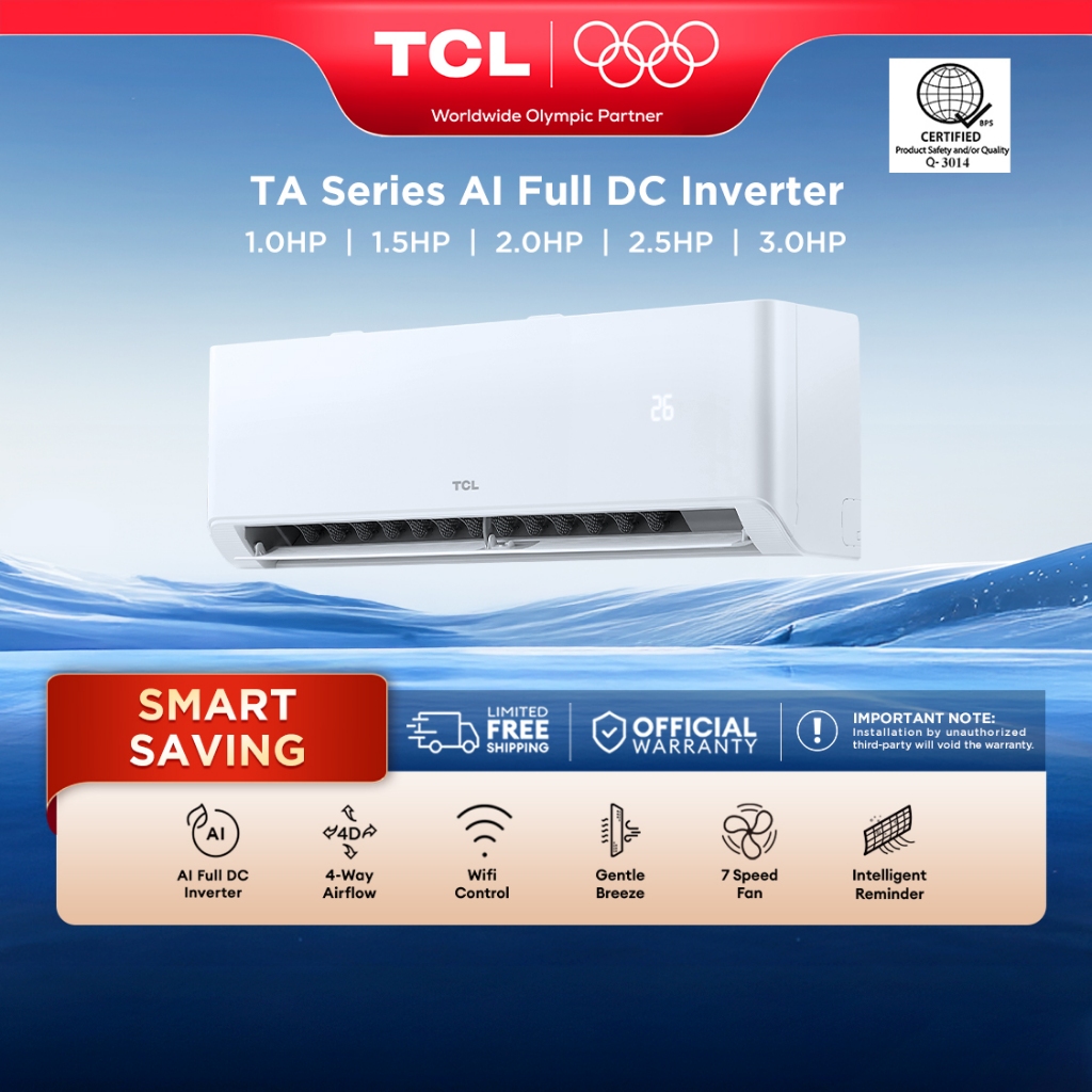 【NEW】TCL TA Series Smart AI Full DC Inverter Split Type 75% Energy ...