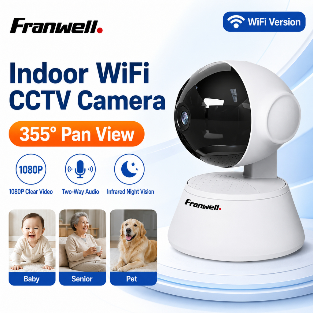 Franwell Q6 WiFi Indoor CCTV Camera 355° 1080P Night Vision Two Way ...