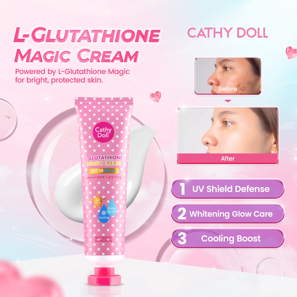 cathy doll whitening sunscreen l glutathione magic cream L-glutathione SPF50 PA+++ - Thailand Best Selling Beauty Products - No.1 Online shopping Store Brand from Thailand Cathy Doll Whitening Sunscreen L-glutathione