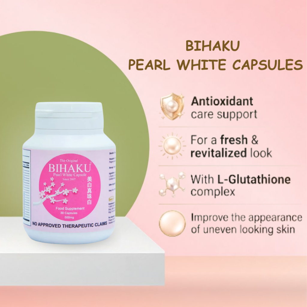 BIHAKU L-Glutathione + NAC + Pearl Powder + Collagen Food Supplement 500mg x 60 Capsules