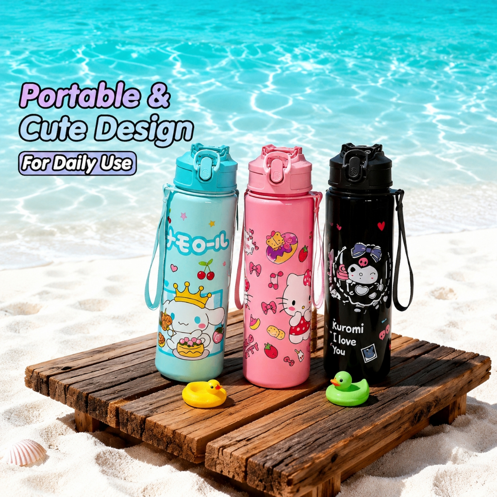 800ml Sanrio Water Bottle Kuromi Cinnamoroll Hello Kitty Leak Proof ...