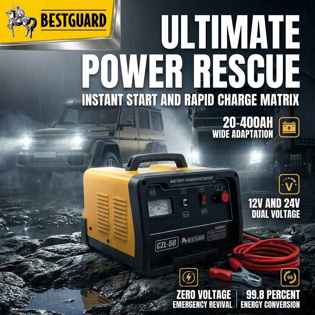 BESTGUARD Dual‑Voltage 12V 24V Battery Charger & Starter Overload ...