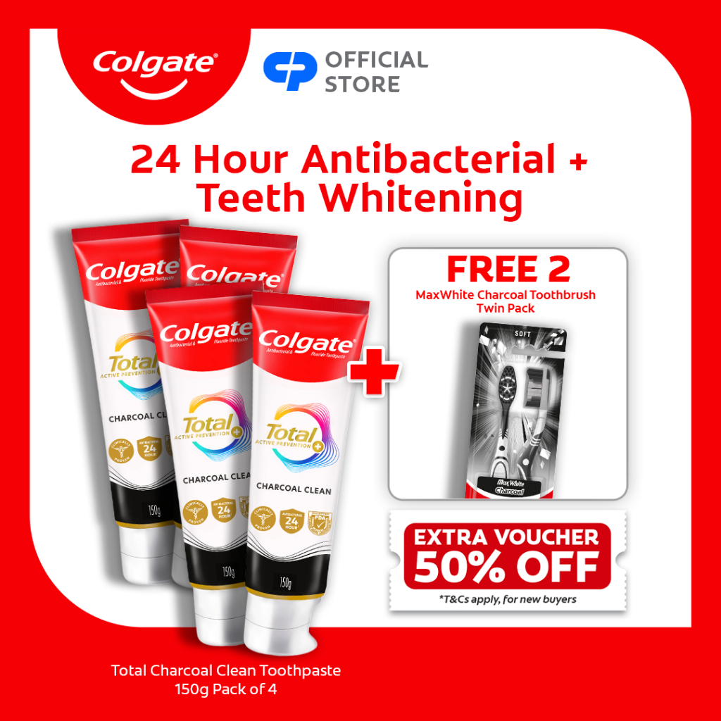 [BUY 4, FREE 1] Colgate Total Toothpaste x4 + Colgate Max Charcoal 2pk ...