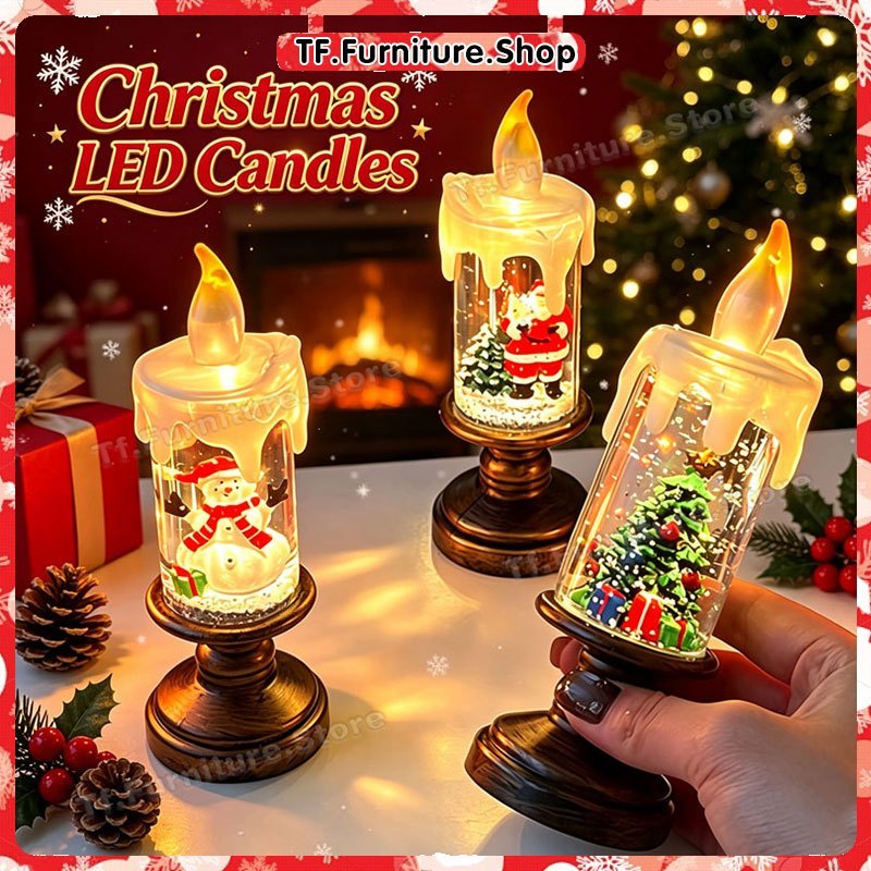 Upgrade Christmas Inject Water Candle Light Xmas Crystal Lamp Home ...