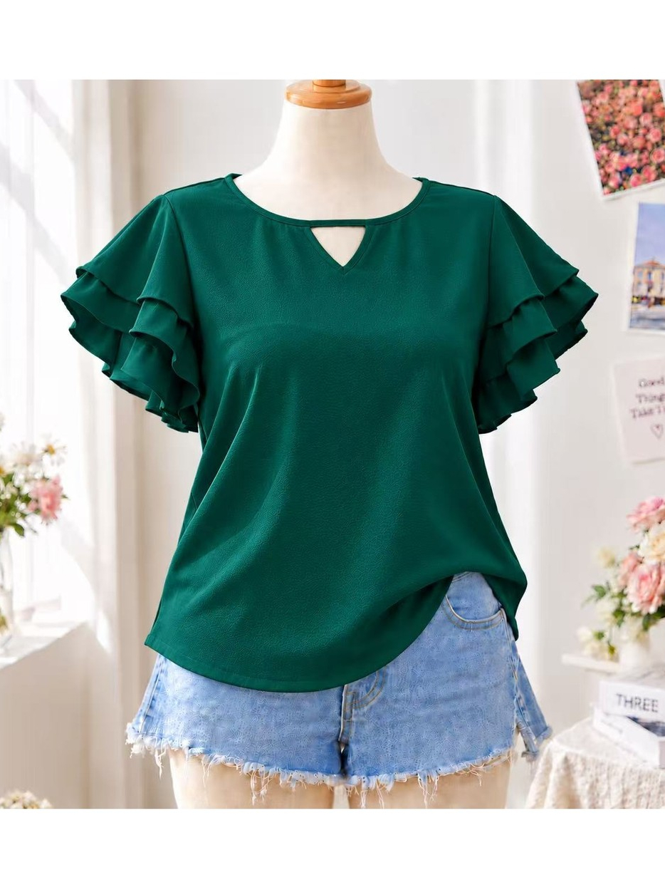 Claire Challis Keyhole Neck Flutter Sleeve Top XS–2XL 71008# | Shopee ...
