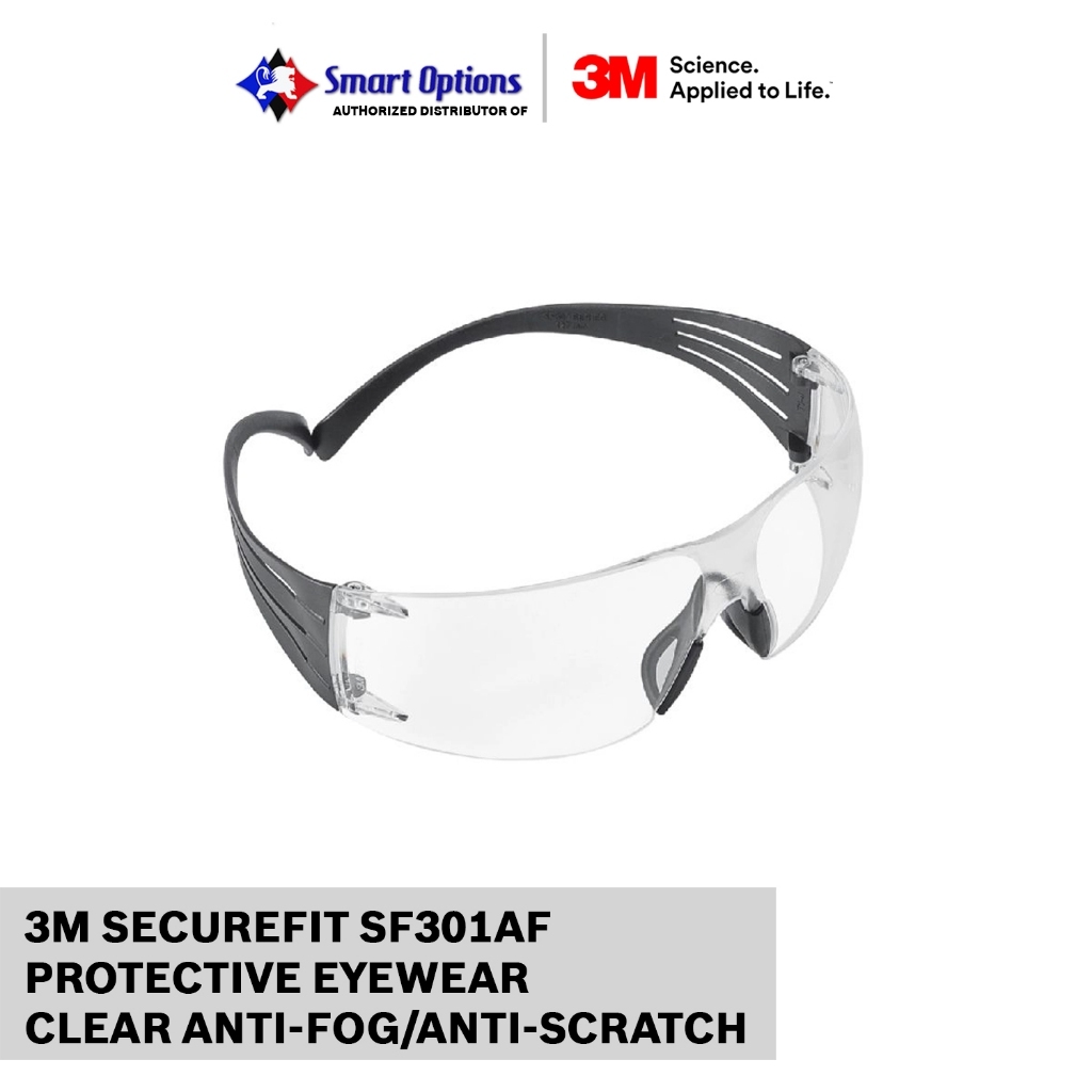 3M SECUREFIT SF301AF PROTECTIVE EYEWEAR CLEAR ANTI-FOG / ANTI-SCRATCH ...