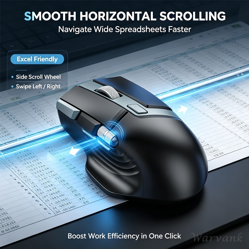 Warvank W1 Ergonomic 2.4G Wireless Mouse With Side Scroll Wheel ...