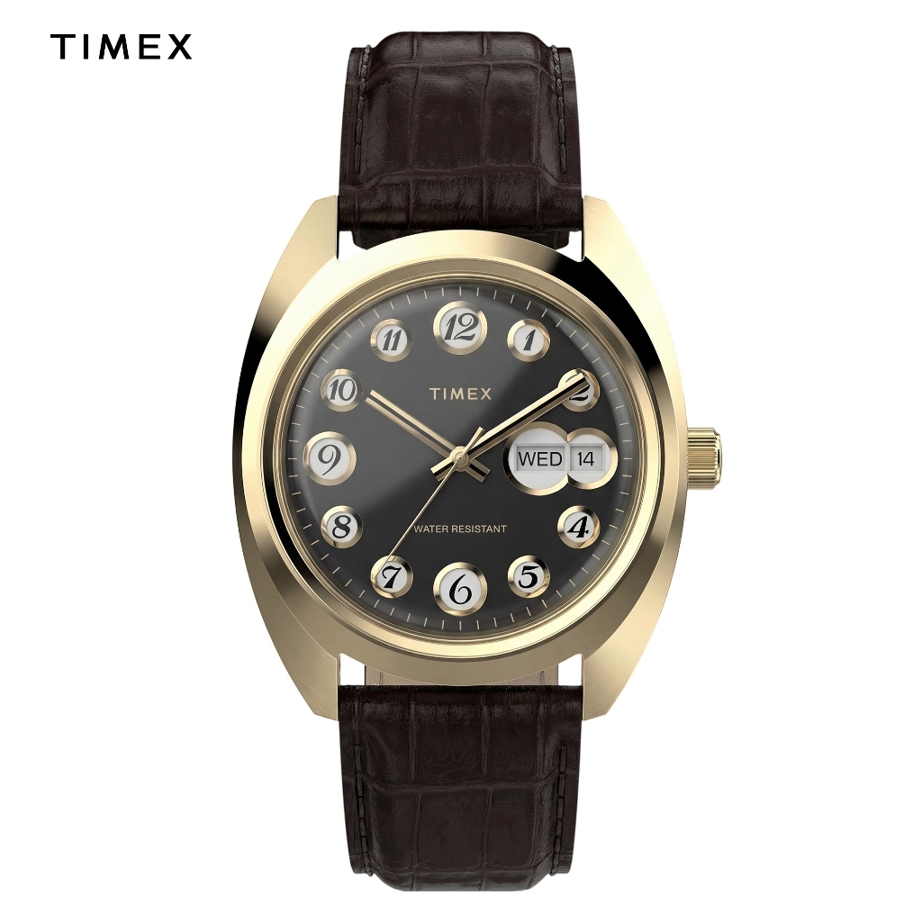 Timex 1976 Rotary Phone Reissue Brown Leather Analog Quartz Watch For ...