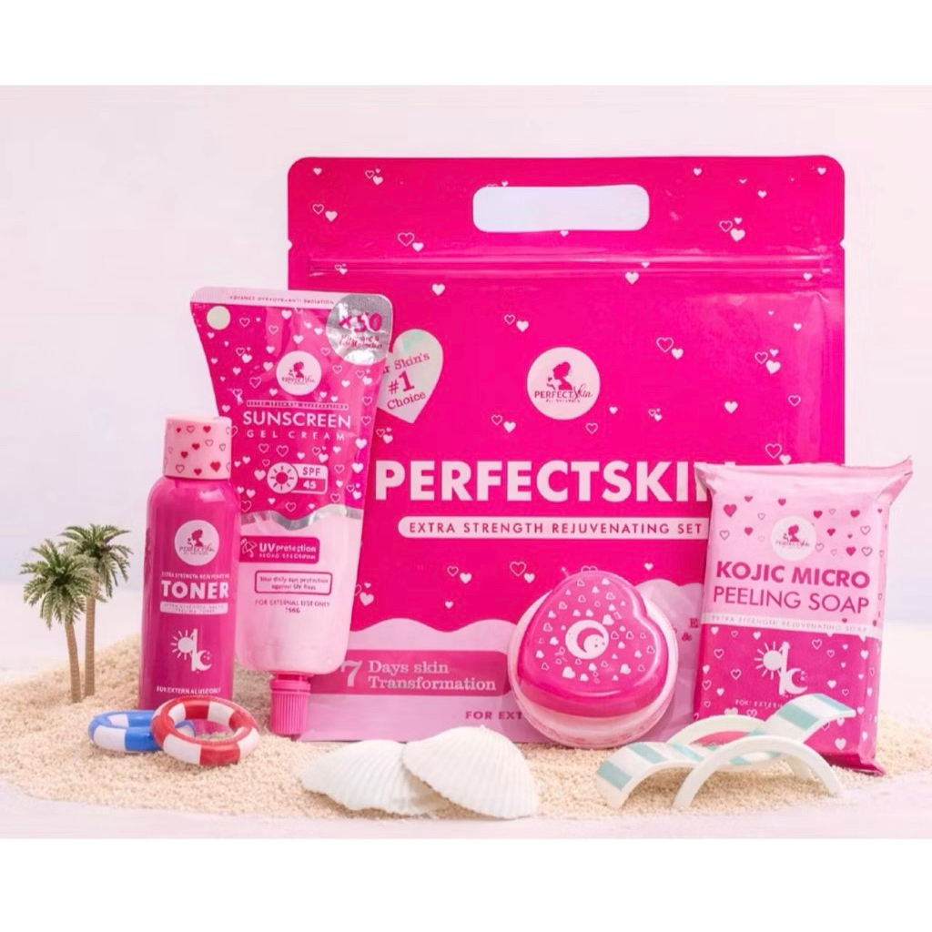 Perfect skin rejuvenating set toner, day cream, night cream and soap ...