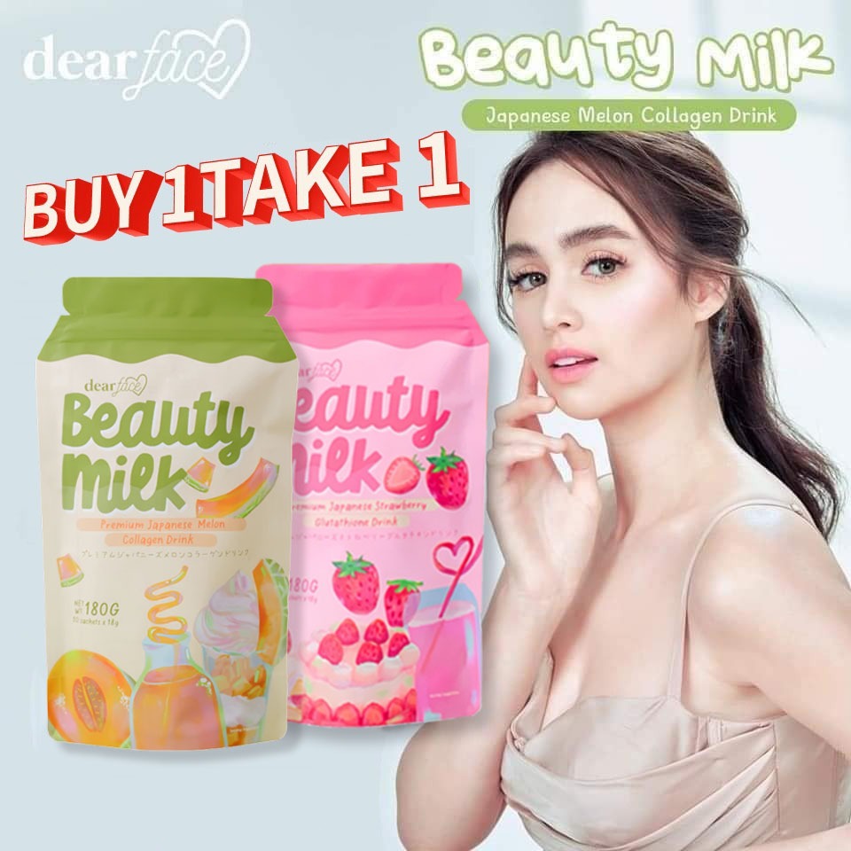 Dear Face BEAUTY MILK PREMIUM JAPANESE MELON COLLAGEN DRINK IPREMIUM JAPANESE  STRAWBERRY GLUTATHION | Shopee Philippines