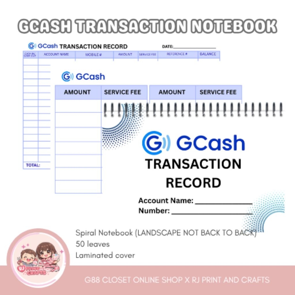 GCash Cash In Cash Out Transaction Notebook | 50 Leaves A5 Size Not ...