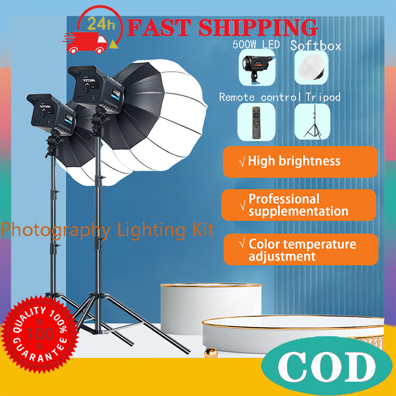 Photography Lighting Kit 500W LED with Softbox Studio Light Set for ...