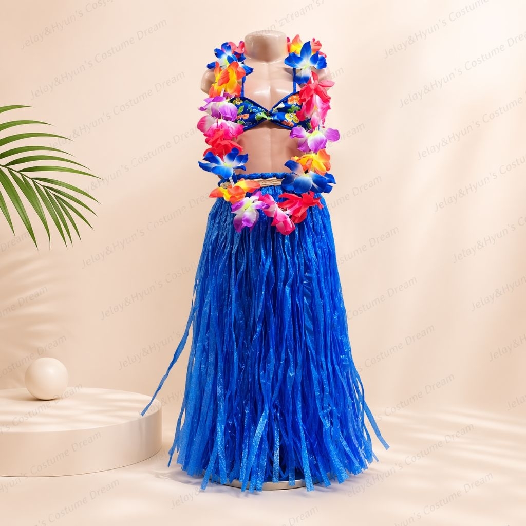 Hawaiian Costume For Girls Hawaiian Little Girls Costume Dress Set – With Luau Flower Leis, Hair Clip, Headband, Bracelets, Sizes 2-10