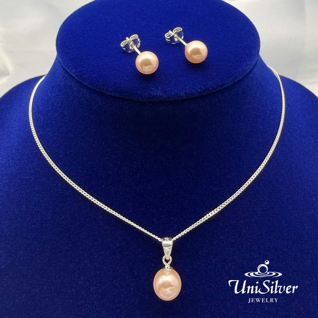 UniSilver 925 Sterling Silver Pink Pearl Jewelry Set (SET15-2018 ...