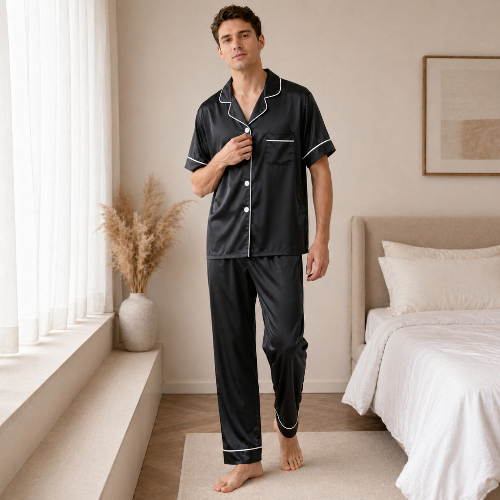 Wetoo Mall Korean Silk Pyjama sets Plus Size Men's Pajama Terno Short ...