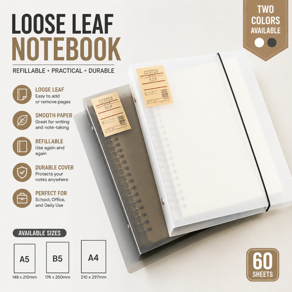A5/B5/A4 Loose Leaf Refill Papers Notepads Binder Coil Refillable ...