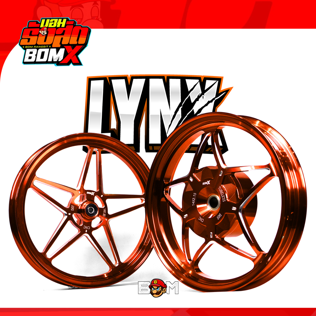 BOM X LYNX Mags 5 Spokes Star CNC Alloy Rims Motorcycle Wheels- PCX 160 ...