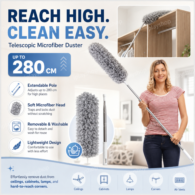 Telescopic Microfiber Duster Extendable Magic Cleaning Brush Feather ...