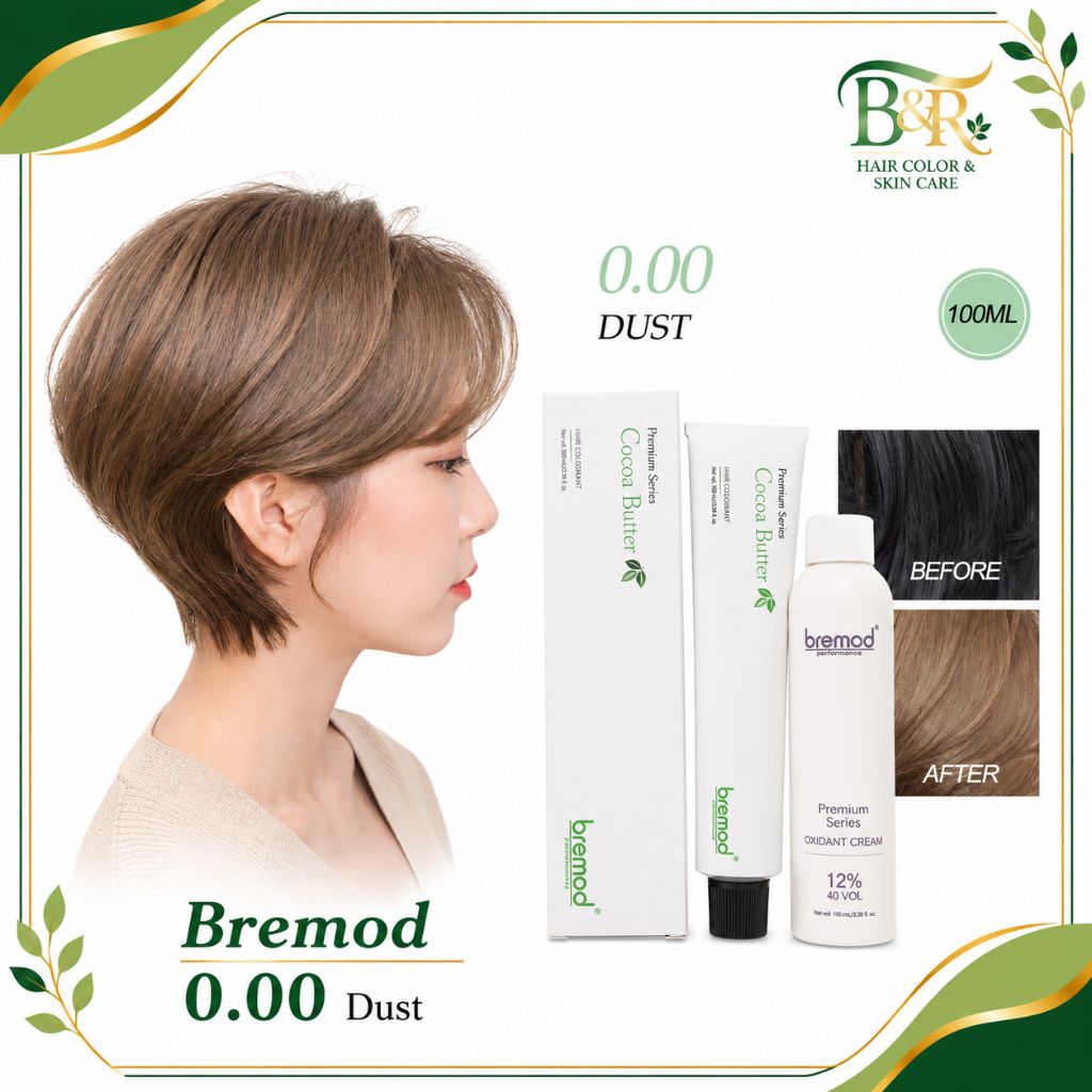 Premium Bremod 0.00 Dust Cocoa Butter Hair Color With oxidizer Set