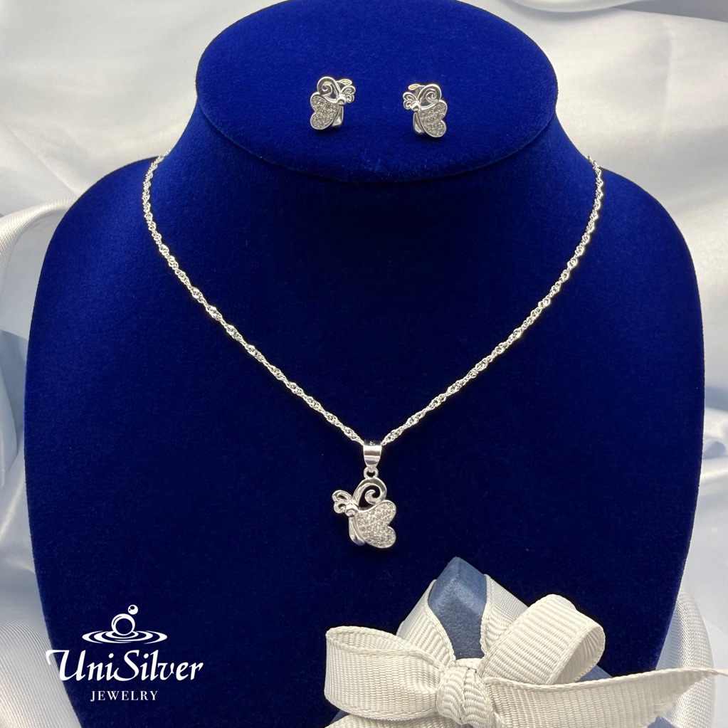 UniSilver 925 Sterling Silver Butterfly Heart Jewelry Set For Women ...
