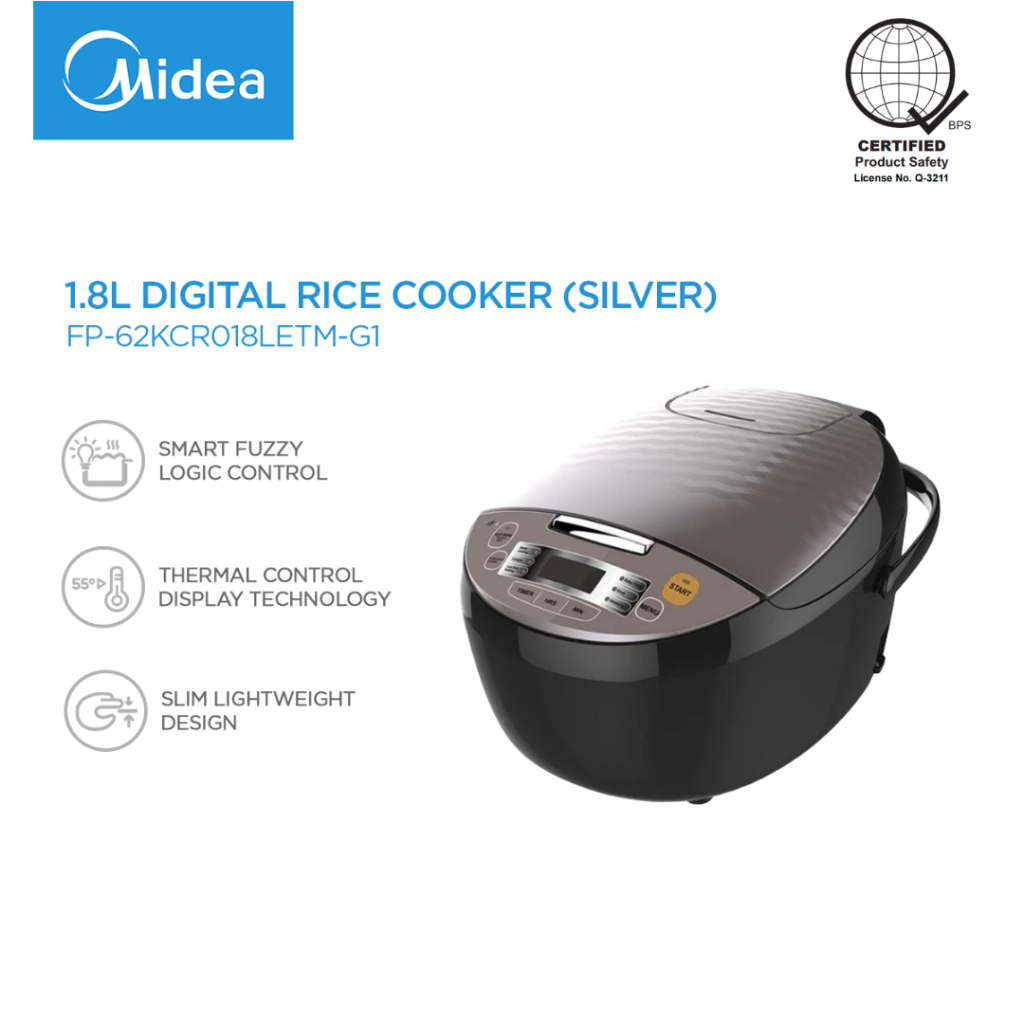 Midea 1.8L Digital Rice Cooker with 8-Preset Function Fast Cooking ...