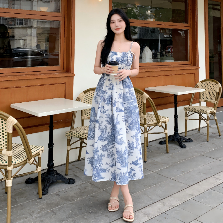 shopee beach dress green floral fit for women summer fairy dress plus size xxl dress korean style aesthetic Color:Ivory+Apricot Web Collection: Homecoming Modelyn Petite Women's Black