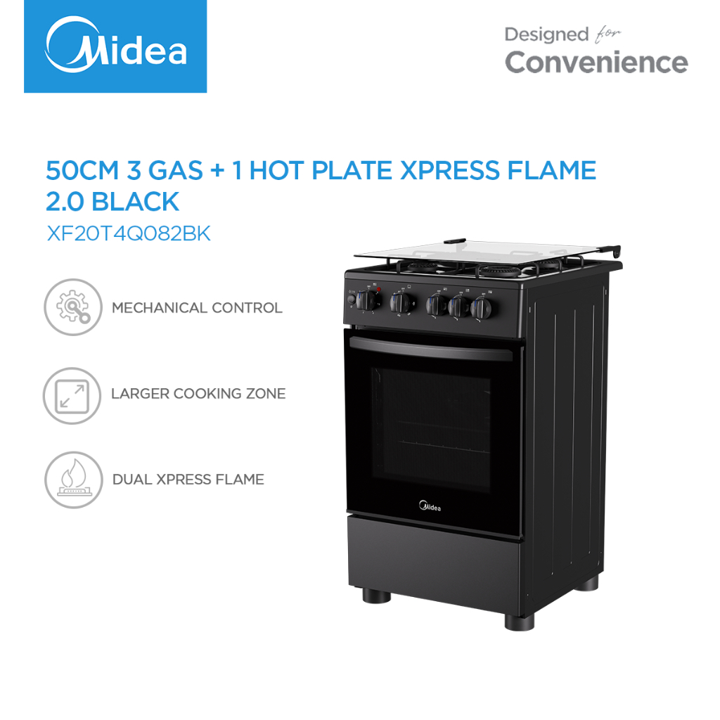 Midea Xpress Flame 2.0 50cm 3 Gas Burner + 1 Hotplate Cooking Gas Range ...