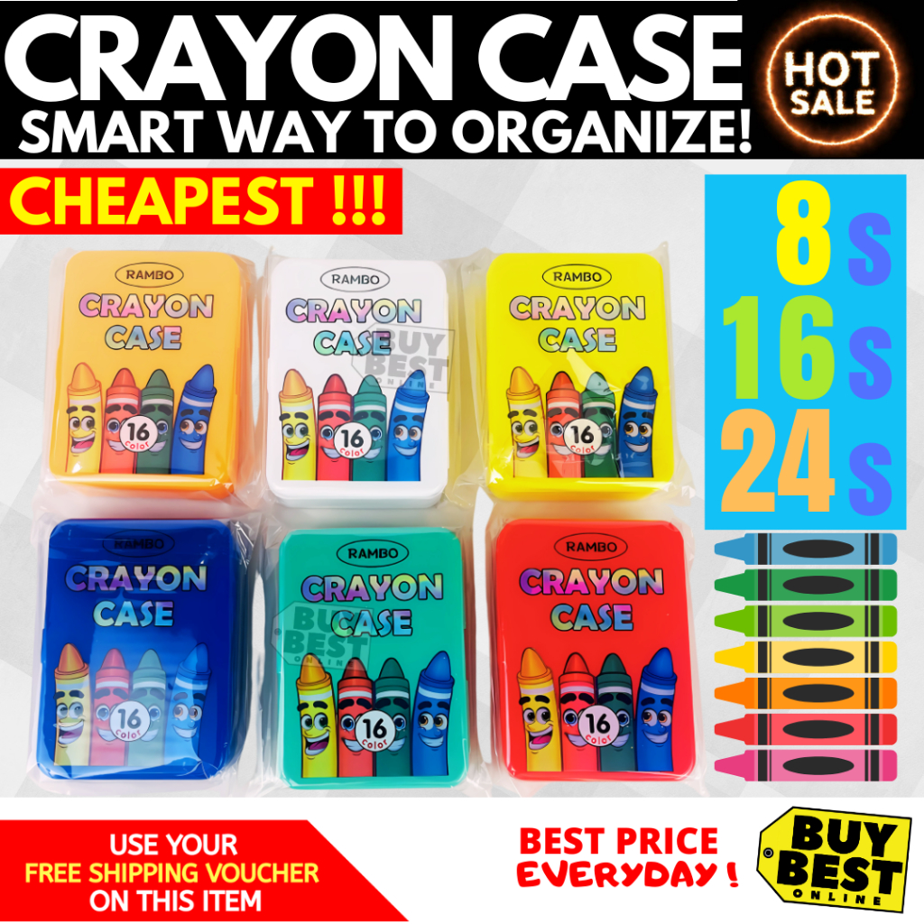 Crayon Case 8, 16 & 24 Colors | Plastic Crayon Storage Box Organizer ...